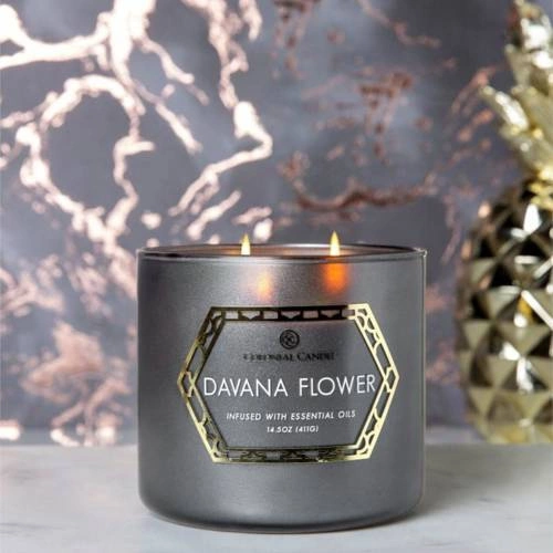 Colonial Candle Luxe large soy scented candle 3 wicks 14.5 oz 411 g - Davana Flower