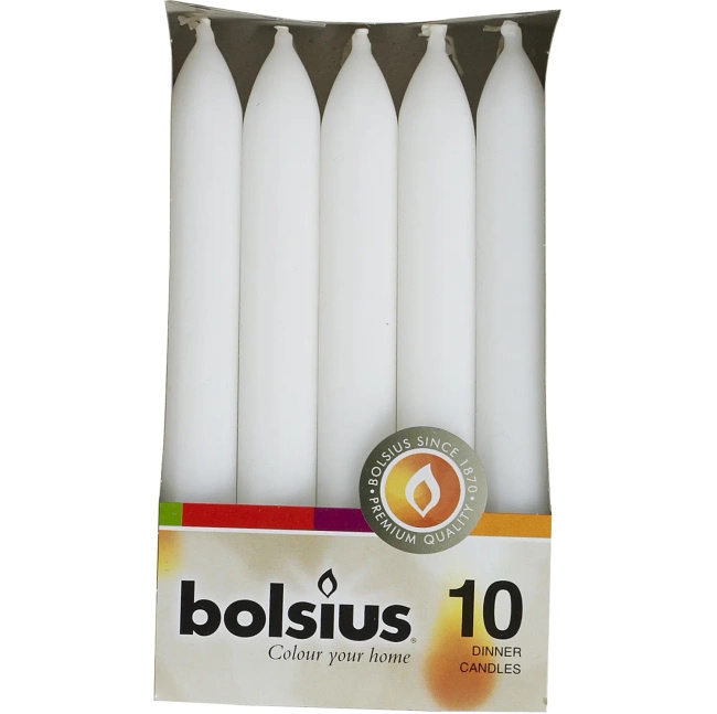 Bolsius home torpedo table candle for 170/20 mm candle holders 10 pcs - White