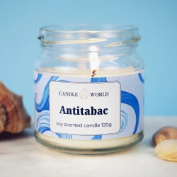 Candle World candela profumata di soia antifumo barattolo Antitabac 120 g
