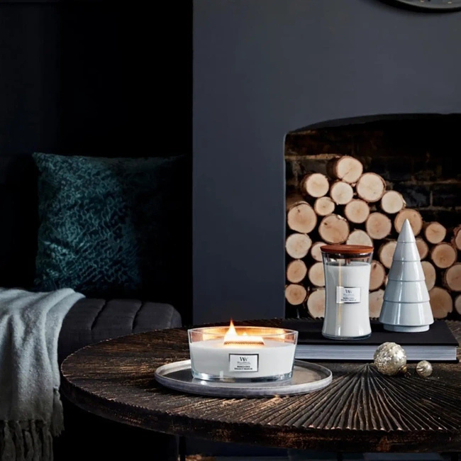 Woodwick Core Heartwick Ellipse large scented candle with wooden wick lavender cedar 16 oz 453.6 g - Magnolia Birch