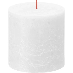 Bolsius rustikaler Baumstamm Kerzenständer Rustic Shine 100/100 mm 10 cm - Frostig Weiß Wolkig Weiß
