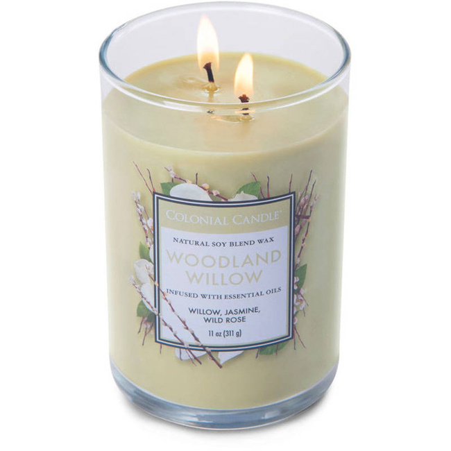 Soy scented candle with essential oils Woodland Willow Colonial Candle