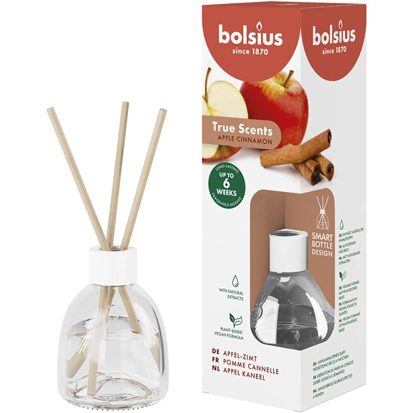 Bolsius True Scents difusor de fragancia en varilla vidrio 60 ml - Manzana Canela
