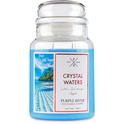 Candela di soia profumata in vetro grande fiore di loto Crystal Waters Purple River 623 g