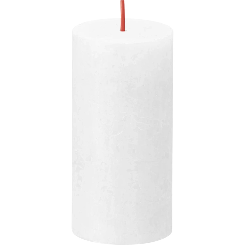 Bolsius rustieke boomstam kandelaar Rustic Shine 100/50 mm 10 cm - Frosty White Bewolkt Wit