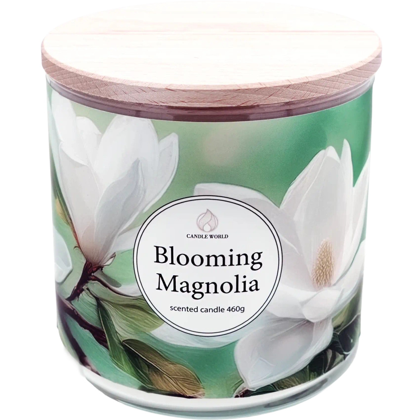 Candle World candela profumata di soia floreale 3 stoppini Blooming Magnolia 460 g