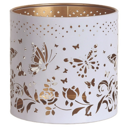 Metalowy kominek zapachowy do wosku olejku i świecznik 2w1 Butterfly White and Gold Woodbridge