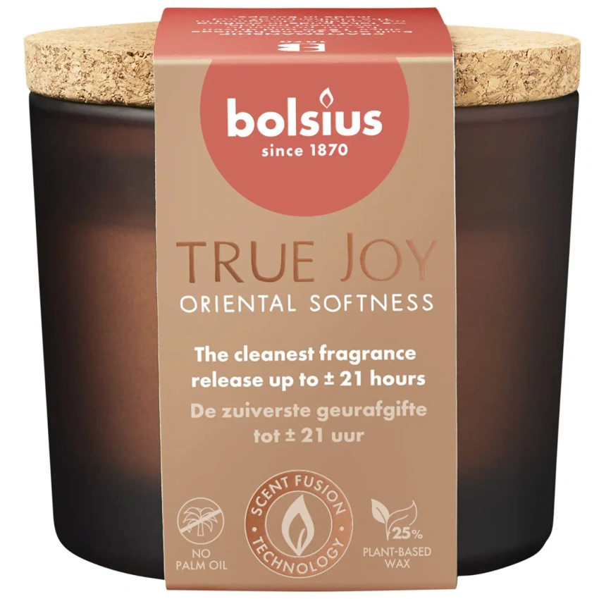 Bolsius True Joy candela profumata media in vetro 66/83 mm - Oriental Softness