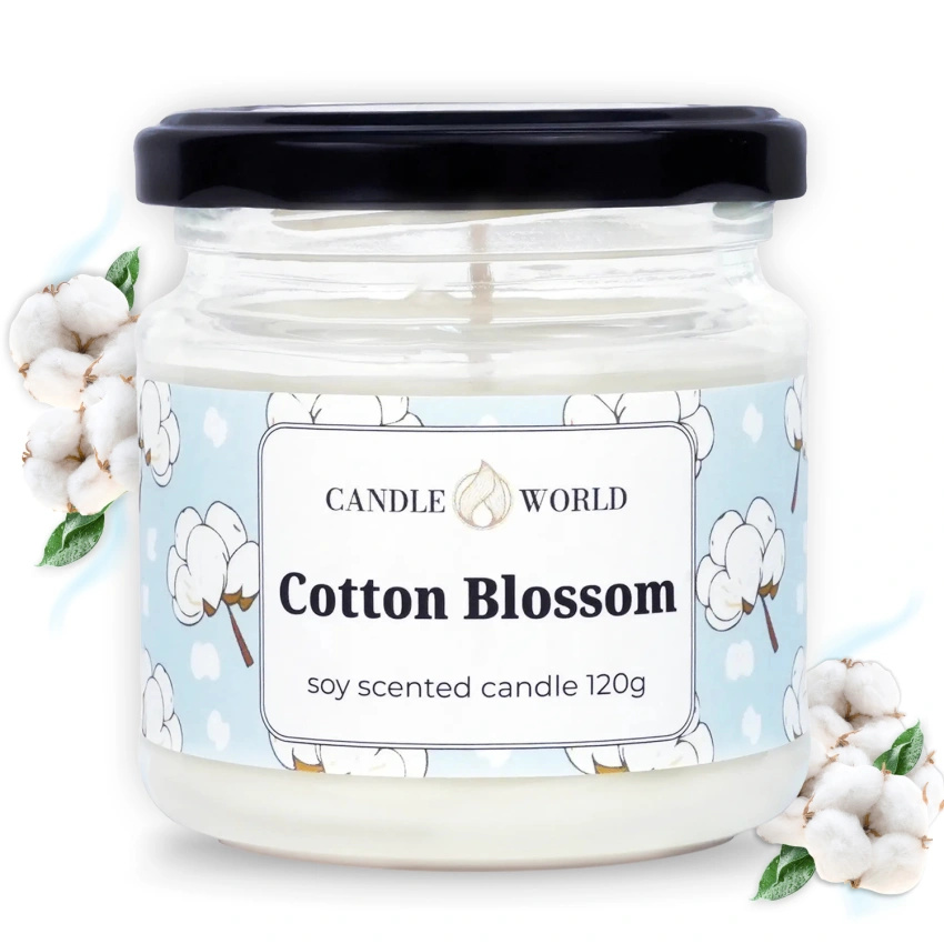 Candle World soja geurkaars pot Cotton Blossom 120 g Katoen