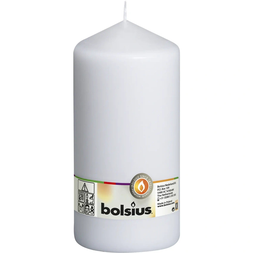 Bolsius svíčka bez vůně 20 cm 200/98 mm - bílá