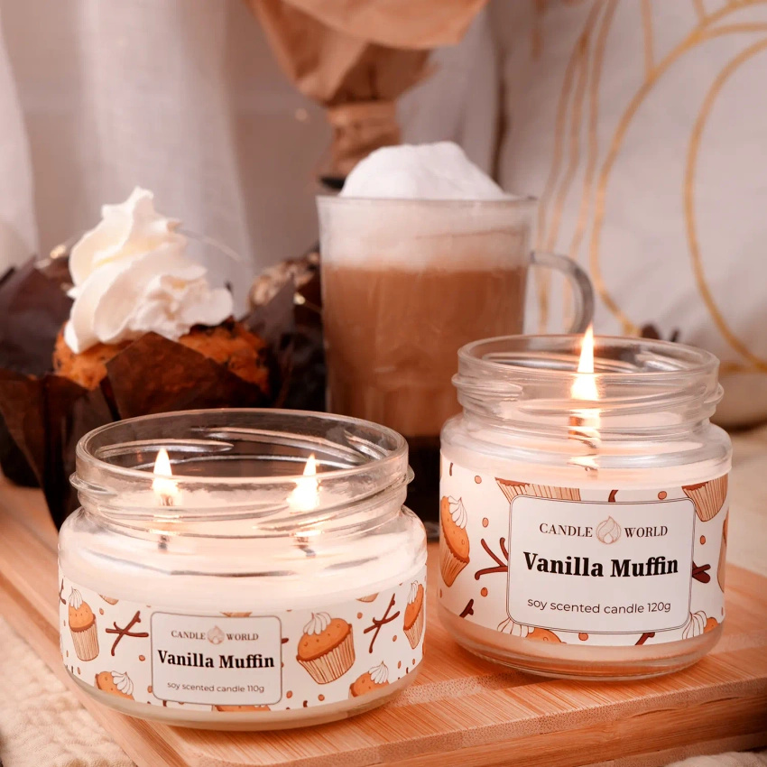 Candle World soja geurkaars pot Vanilla Muffin 120 g Vanille