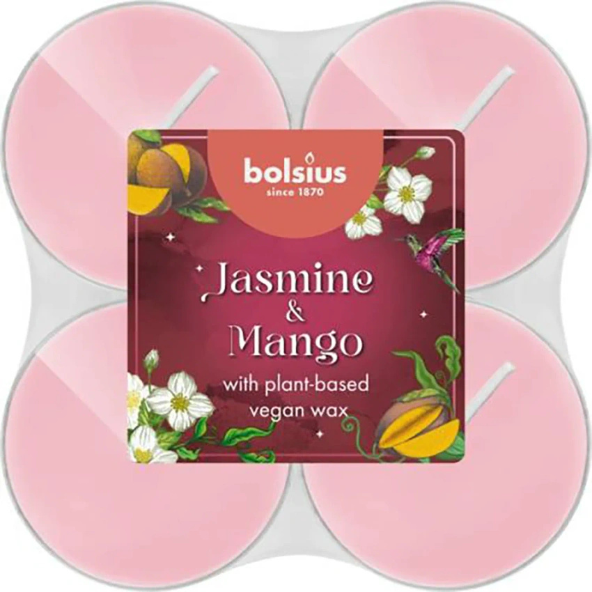 Bolsius podgrzewacze tealighty zapachowe maxi 8 szt Floral Fusion Jaśmin Mango – Jasmine Mango