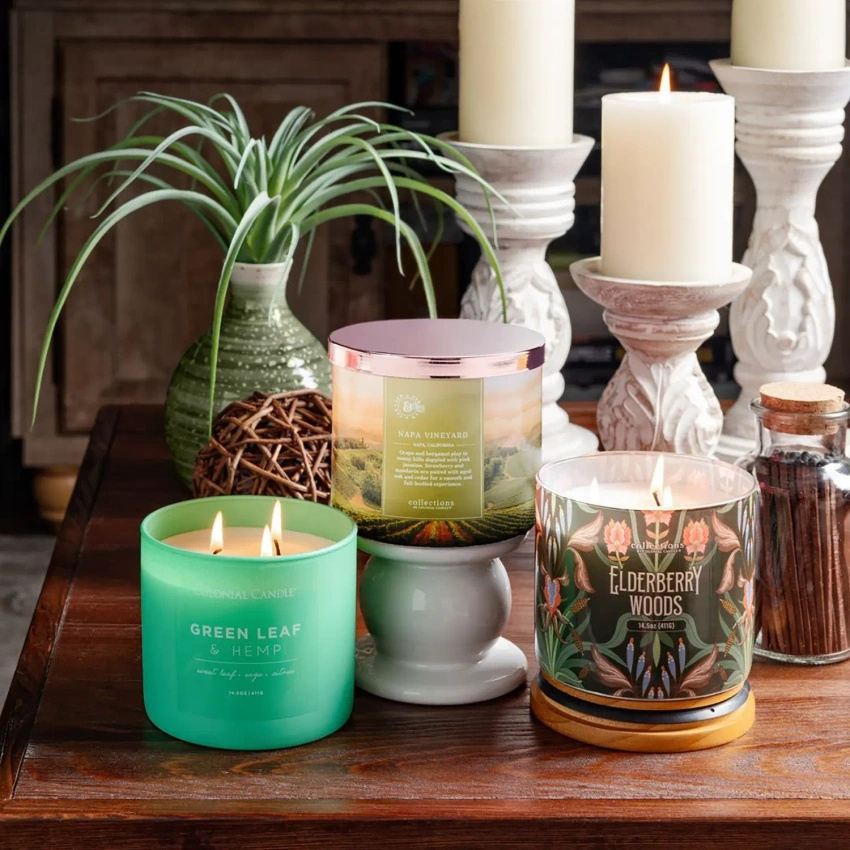 Colonial Candle Deco Collection candela di soia profumata in vetro 3 stoppini 14,5 oz 411 g - Elderberry Woods