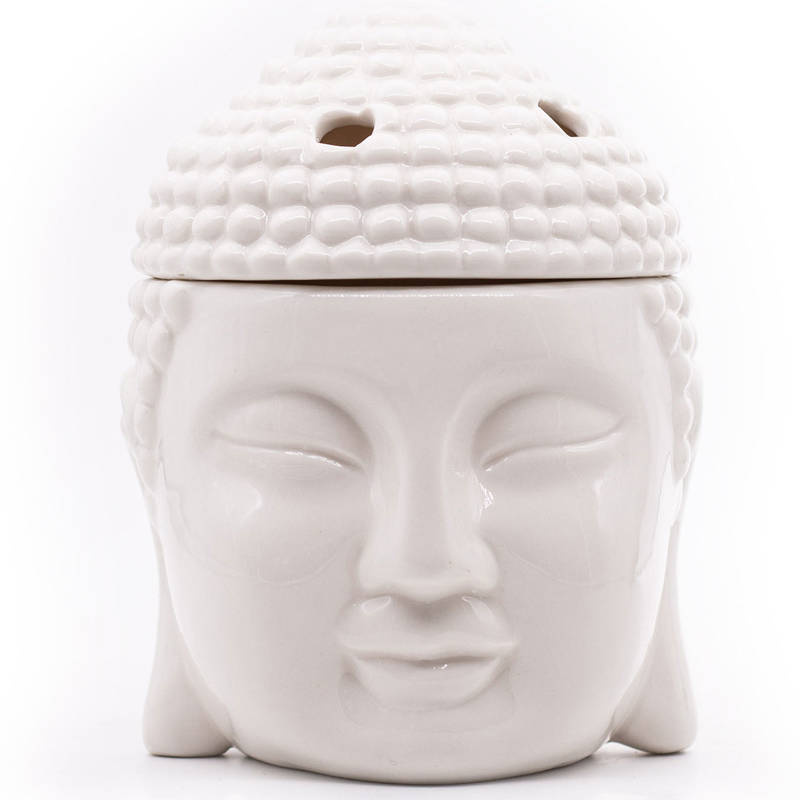 Bruciatore di aromi in ceramica bianca per cera e olio Candle Brothers Buddha