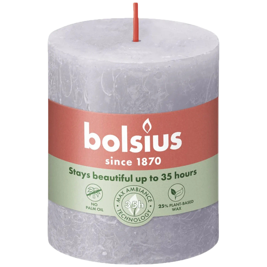 Bolsius rustikaler Baumstamm-Kerzenständer Rustic Shine 80/68 mm 8 cm - Lavendel mattiert