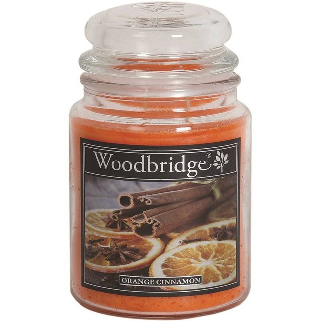 Рождественская ароматическая свеча в стекле большая Woodbridge - Orange Cinnamon