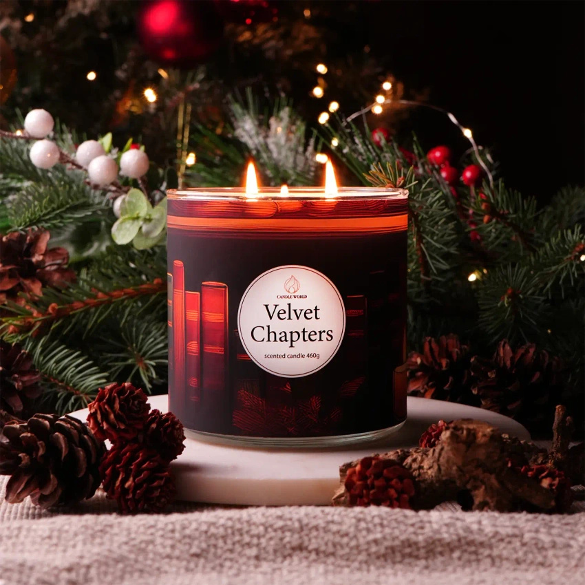Candle World soja-Duftkerze 3 Dochte Velvet Chapters Vanille Moschus 460 g