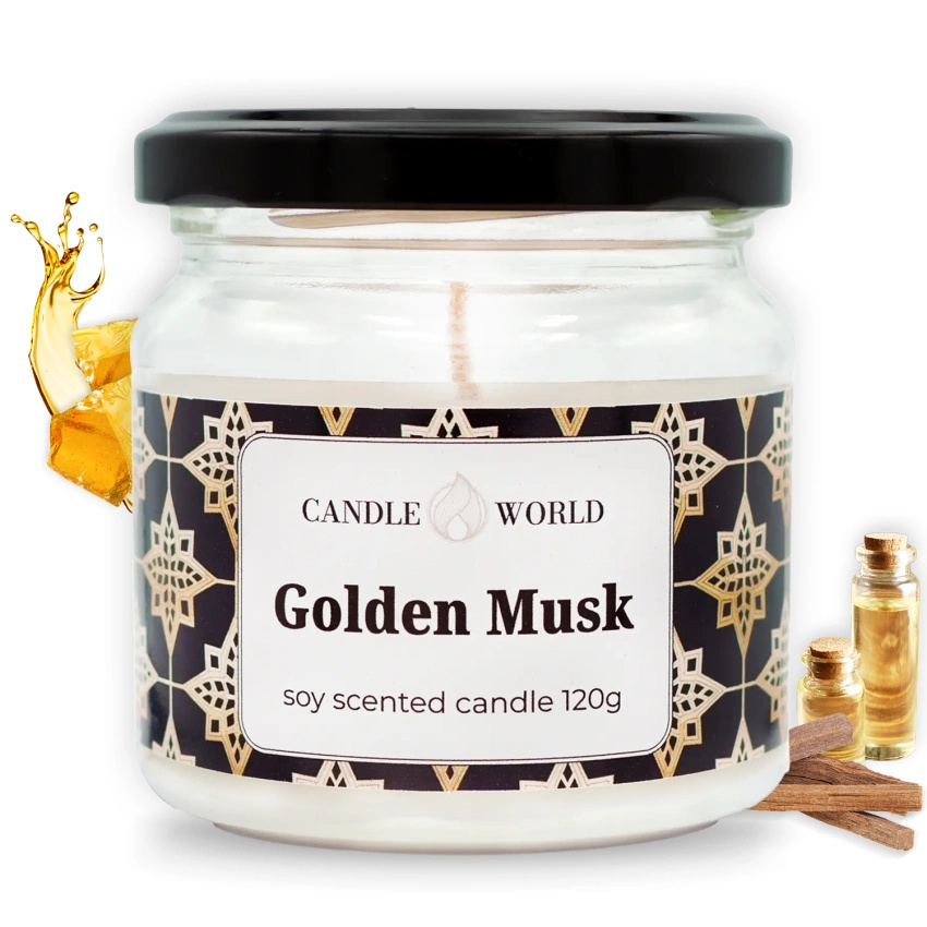 Candle World candela profumata di soia Golden Musk 120 g Muschio