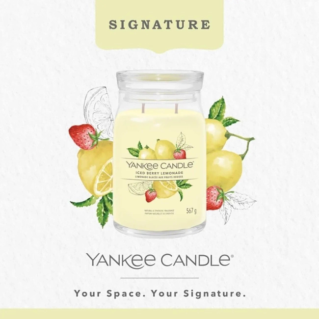 Yankee Candle Signature grande bougie parfumée aux fruits dans un bocal en verre 567 g - Iced Berry Lemonade