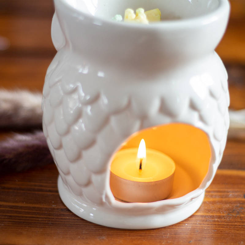 Geurbrander Owl Wit keramiek uil