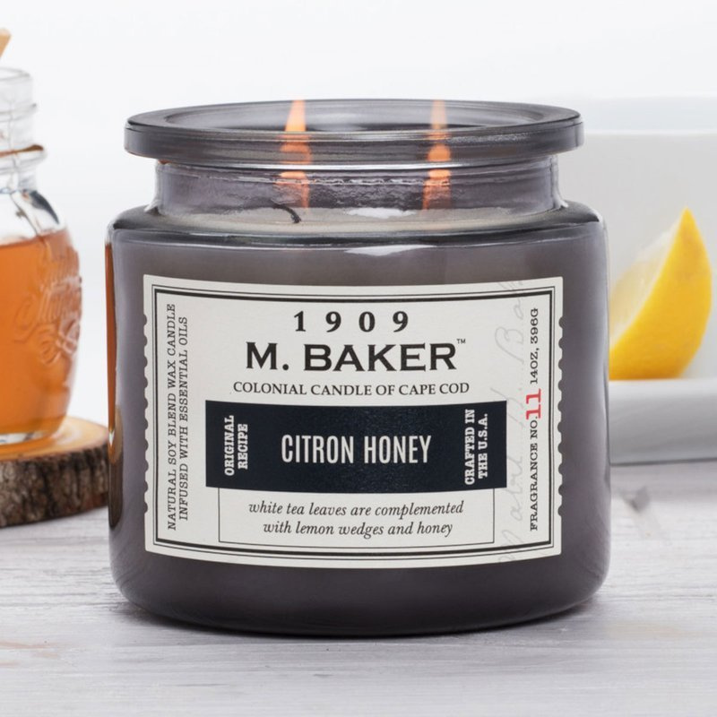 Sojowa świeca zapachowa słoik apteczny 396 g Colonial Candle M. Baker - Citron Honey