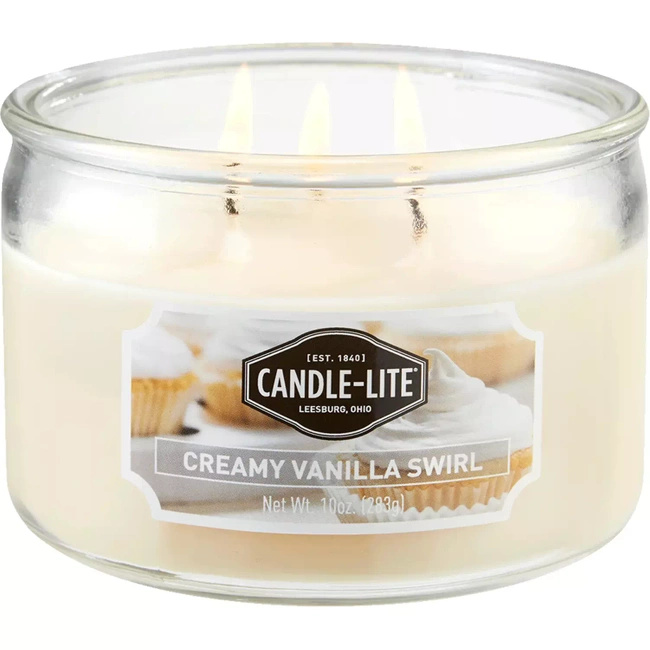 Ароматическая свеча натуральная с тремя фитилями Creamy Vanilla Swirl Candle-lite