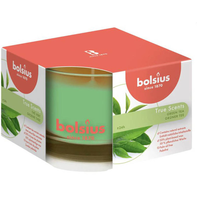 Bolsius medium scented candle in glass 63/90 mm True Scents green - Green Tea