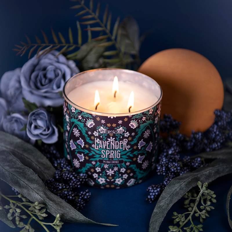 Colonial Candle Deco Collection vela aromática de soja en vaso 3 mechas 14.5 oz 411 g - Lavender Sprig