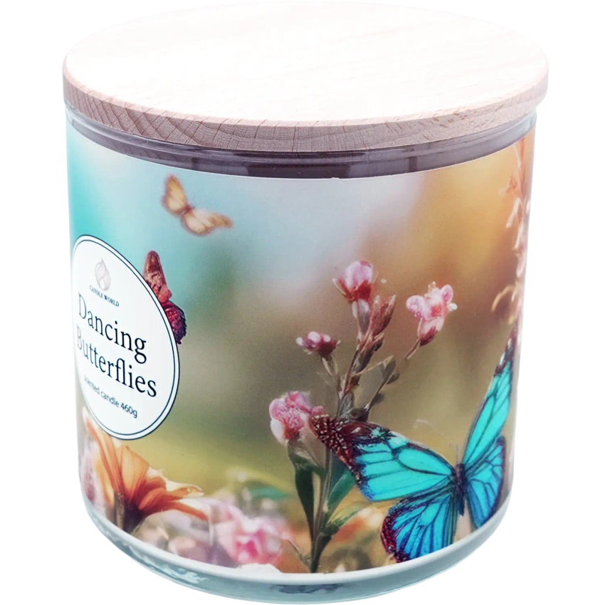 Candle World bougie parfumée au soja 3 mèches Dancing Butterflies 460 g Jasmin Pêche
