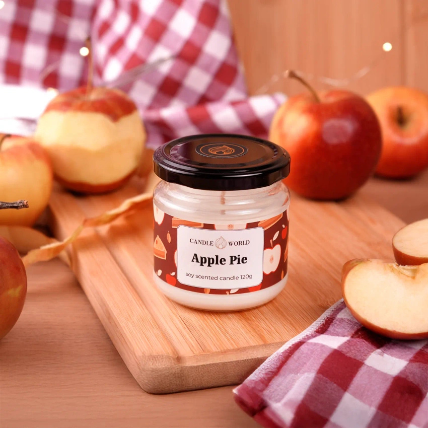 Candle World sojowa świeca zapachowa słoik Apple Pie 120 g Szarlotka